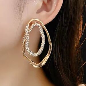 Crystal Double Loop Earrings Gold Clear CZ Alexis Bittar Solanales STYLE AP23